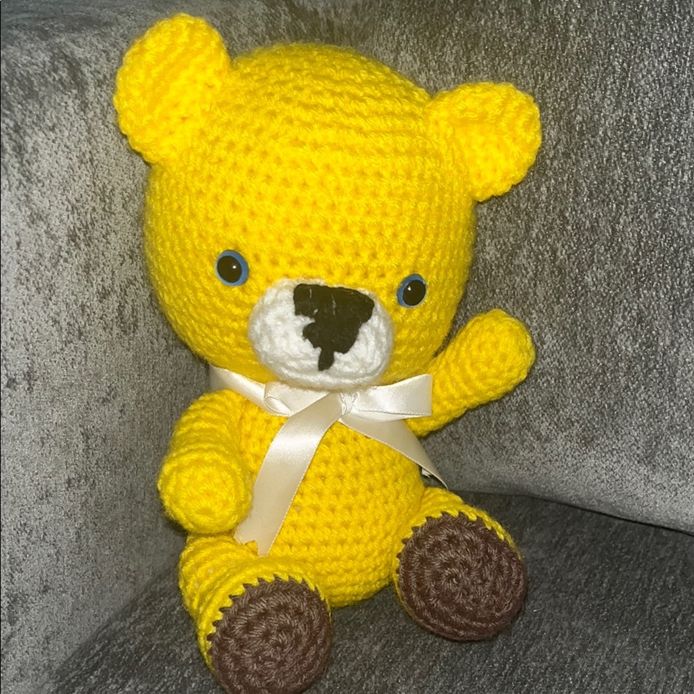 Yellow Crochet Teddy Bear Toy